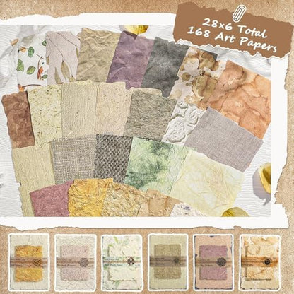 168 Pcs Textured Scrapbook Paper Supplies Vintage Embossed Rice Paper - Image 5