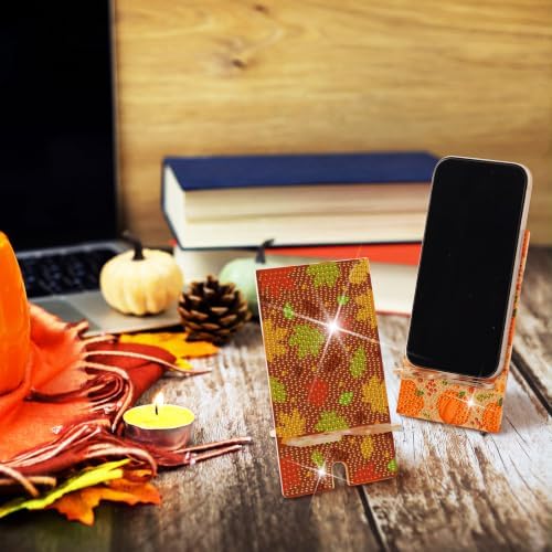 Saillong 6 Pcs Fall Pumpkins Diamond Art Painting Phone Stand Holder - Image 2