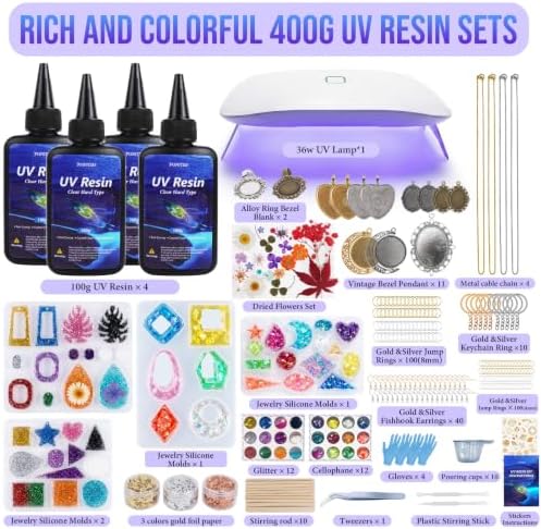 FUHITIM 400g UV Resin Kit with Light,Resin Kits for Beginners - Image 2