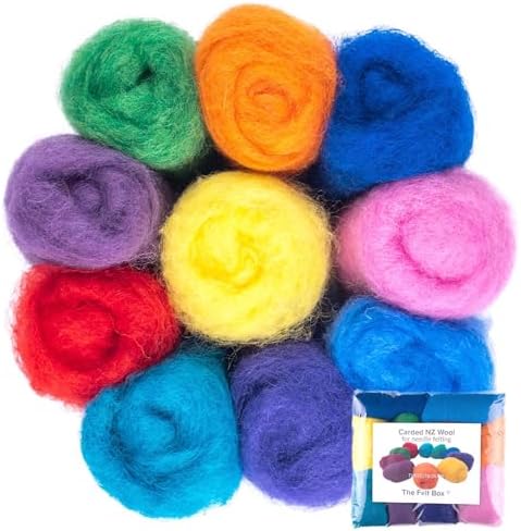 The Felt Box Needle Felting Wool Short Fiber Carded Batts Shade Pack 100 Grams 3.5 Oz -Bright by TheFeltBoxNeedleFelting