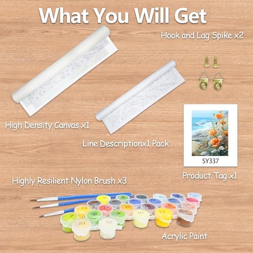 JATOK Paint by Numbers Kits for Adults, Painting Kits for Beginners On Clear Symbols Colored Canvas, Easy DIY Acrylic Pigment Drawing Paintwork for Home Wall Decor, 16x20 in Frameless, Flower - Image 6
