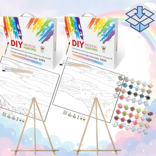 BAISITE Paint by Numbers Kit for Adults,16" Wx20 L 2 Pack Canvas for Painting Kits for Adults in Colorful Box 205206 Already Framed - Image 2
