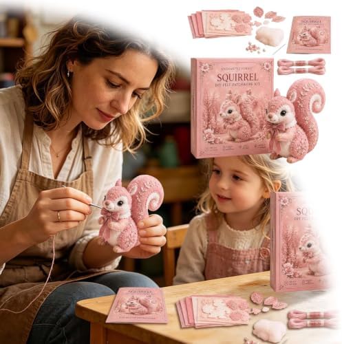 Pink Woodland Friends DIY Felt Patchwork Kit, Pastoral Wild Creatures Handicraft Activity, Manual Tailoring Bundle for Cute Ornament Shelf Décor Quilting Crafting Creative Gift Projects (Pink#B) - Image 5