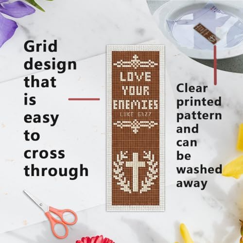 INFUNLY 6-Pack Bible Verse Cross Stitch Bookmark Kit 3x8.5 Inch Cotton-Linen Pre-Printed Pattern DIY Embroidery Craft Set with Felt Backing for Church Gift Home Hobby Book Lovers Readers - Image 3