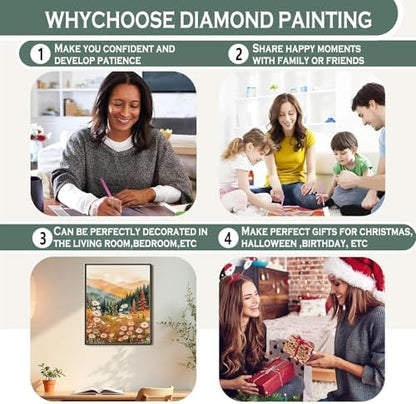 sdfkmlcdl Boho Mountain Sunset Landscape Diamond Art Kits for Adults, Nature Wildflower Mountain Landscape Full Drill Diamond Painting Kits for Adults Beginners 2 Pack, 9.8x11.8 Inch - Image 7