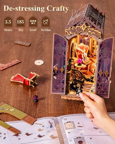 Rolife LED Book Nook Kit Magic Fantasy Corner, DIY Booknook Kit 3D Creative Decorative Bookend Bookshelf Insert, Halloween/Christmas Decorations/Gifts for Adults (Magic Fantasy Corner) - Image 5