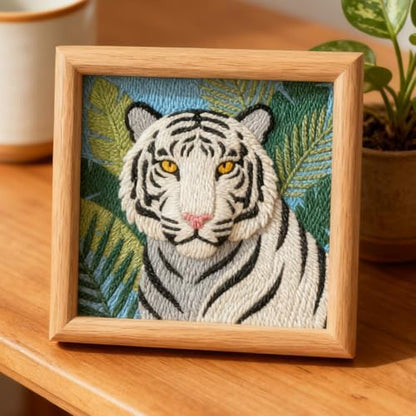 INFUNLY White Tiger Punch Needle Kits for Adults Beginners Green Leaves Needle Embroidery Starter Kit Tiger DIY Punch Needles Kit with Instruction Needles Fabric for Art Craft Festival Gift Home Decor - Image 5