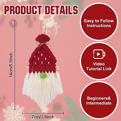 FREEBLOSS 3 Set Macrame Christmas Gnomes Santa Claus Kit - Image 3