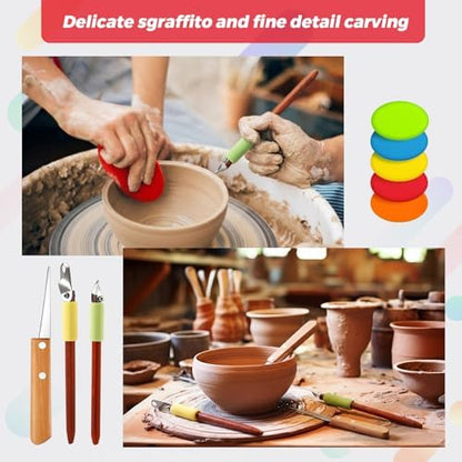 Leriton 2 Pack Clay Carving Tools Pottery Scrapers, Set 2, Multicolor - Image 5