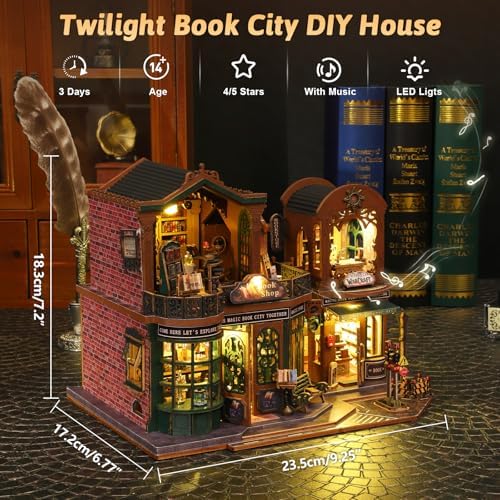 DIY Miniature House Kit, Mini 3D Wooden Twilight Book City Building Kit, Tiny Dollhouse Kit with Dustproof Cover & Music, Creative Handmade House Craft Decor, Birthday Gift for Adults Teens - Image 2