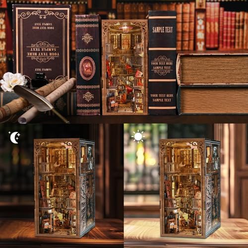 CCCDF Abbey Library Book Nook Kit, DIY 3D Wooden Puzzle with LED - Image 7