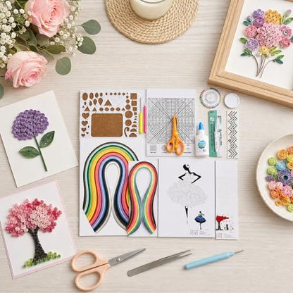 JununGao Quilling Kit for Adults,680 Quilling Paper Strips with Tools, Includes Colored Quilling Strips, Patterned Drafts, Tweezers, and Other Tools,DIY Paper Art Crafts for Hobbyists. - Image 5