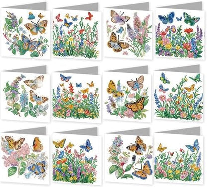 jinglinhh 12pcs Diamond Art Painting Butterfly Among Flowers Greeting Cards with Envelopes, DIY Card Making Kits for Adults, Diamond Art Christmas Cards for Birthday Holiday Gifts by Unknown