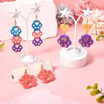 2Pcs Paw Print Silicone Molds Pet Dog Cat Paw Resin Molds Cute Animal Puppy Kitten Footprint Cabochons Silicone Mold for DIY Earrings Keychain Jewelry Making Supplies - Image 3