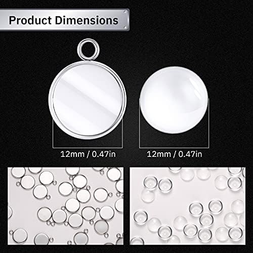 Hicarer 200 Pieces 12 mm Stainless Steel Round Blank Bezel Set - Image 4