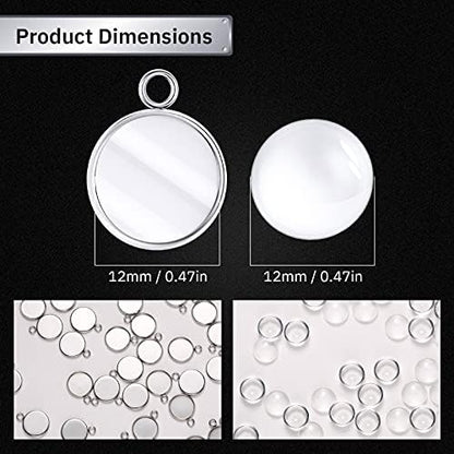 Hicarer 200 Pieces 12 mm Stainless Steel Round Blank Bezel Set - Image 4