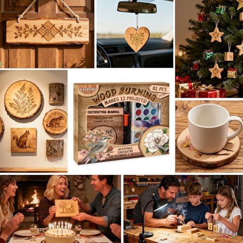 K KERNOWO Wood Burning Kit - 81Pcs All-in-One Wood Burning Tool Pen Adjustable Temperature Wood Burner Kit Crafts Gifts for Adults & Teens, Woodburning Kits for Beginner Pyrography - Image 6