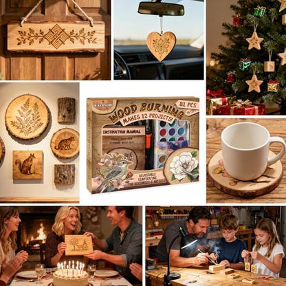 K KERNOWO Wood Burning Kit - 81Pcs All-in-One Wood Burning Tool Pen Adjustable Temperature Wood Burner Kit Crafts Gifts for Adults & Teens, Woodburning Kits for Beginner Pyrography - Image 6