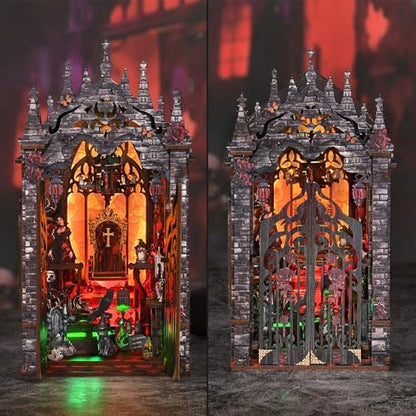 3D Wooden Dark Castle Puzzle, Handmade Mechanical Model, 210 Pieces Miniature House with Light Kit, Home Decoration Ornaments, Adult Creative Gifts - Image 3