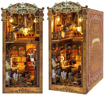 Book Nook Kit, 3D Wooden Puzzles Booknook Dollhouse with LED Light by FEIMUOSI