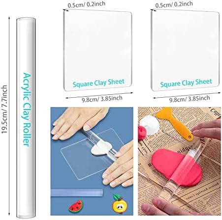 Yayatty 19 PCS Polymer Clay Tools, Acrylic Clay Roller, Acrylic Sheet, Clay Slicer Blade, Round Polymer Clay Cutters with Clay DIY Tool for Clay DIY - Image 4