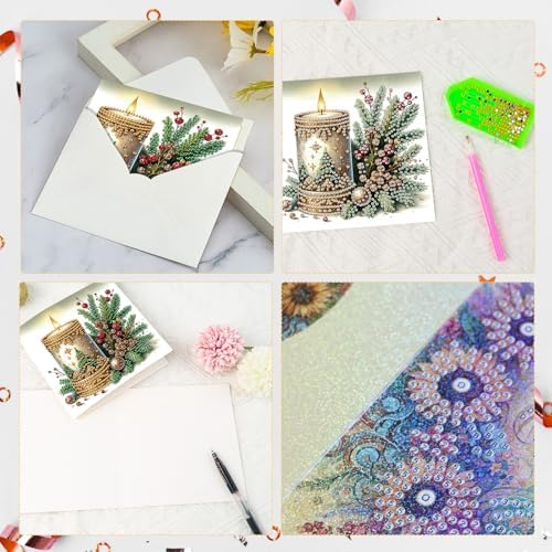 Diamond Painting Greeting Card Kit, Special Shaped Diamonds Painting, DIY Handcraft for Relatives and Friends with Wishes,Unique Design Crafting for Birthday or Holiday Cards - Image 4
