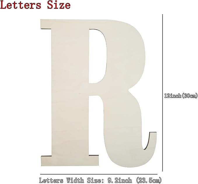 12 Inch Unfinished Wooden Numbers, 1/8 Inch Thick Large Blank Wooden Alphabet Handmade Painting Sign Boards for DIY Birthday Wedding Graduate Party Decor Props - R
