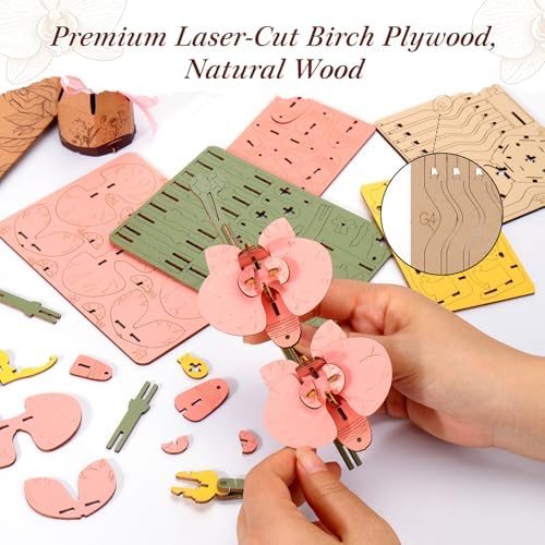 BUSOHA 3D Wooden Flower Puzzle for Adults - Orchid DIY Craft Kit - Image 4