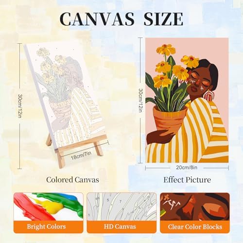 Okarina 4 Pack Paint by Numbers Kit for Adults with Frame, African Women - Image 2