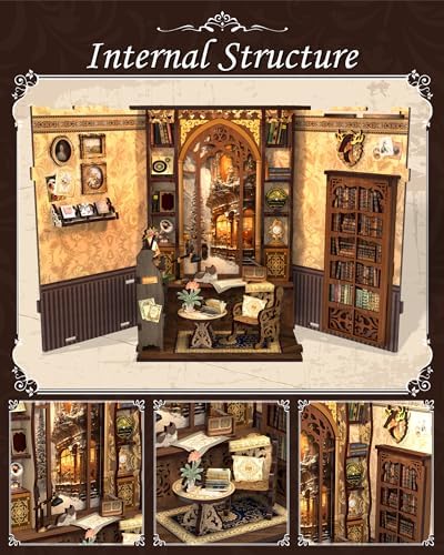 CUTEBEE Book Nook Kit - DIY Miniature House Kit for Adults and Teens, Dollhouse Booknook Tiny House Model Build Bookshelf Decor, Gifts for Family, Friends - Image 6