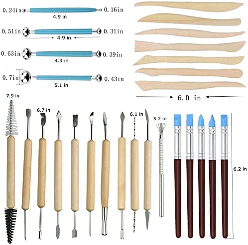 57PCS Ceramic Clay Tools Set with Plastic Case Modeling Pottery Sculpting Tools Kits for Beginners Professionals Crafts Polymer Clay Club, Dotting, Ribbon Trimming - Image 4