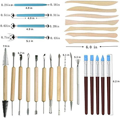 57PCS Ceramic Clay Tools Set with Plastic Case Modeling Pottery Sculpting Tools Kits for Beginners Professionals Crafts Polymer Clay Club, Dotting, Ribbon Trimming - Image 4