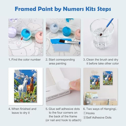 MOGTAA Paint by Numbers Kit for Adults with Frame, Horse Paint by Number Canvas, Mountains Paint by Numbers with Easel, DIY Flowers Scenery Oil Painting Kit for Home Wall Decor 8 x 12 Inch - Image 6
