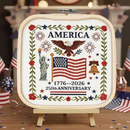 US 250th Anniversary Embroidery Kit, Patriotic Embroidery Kits for Beginner - Image 2