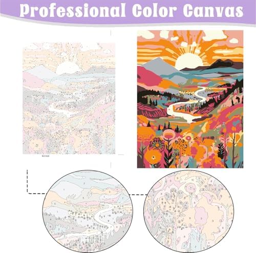 MaiMMaledy Paint by Numbers Kit for Adults Beginners Canvas Pictures with Framed Drawing Painting Acrylic Pigment with Wooden Triangle Easel Sunrise 8Wx12L inch - Image 5