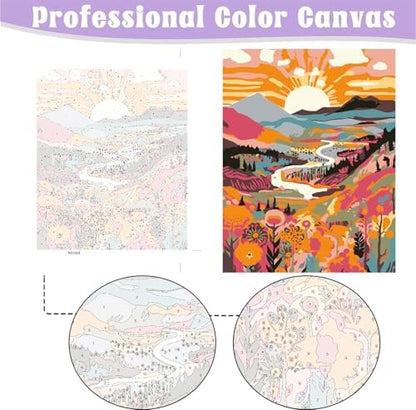 MaiMMaledy Paint by Numbers Kit for Adults Beginners Canvas Pictures with Framed Drawing Painting Acrylic Pigment with Wooden Triangle Easel Sunrise 8Wx12L inch - Image 5