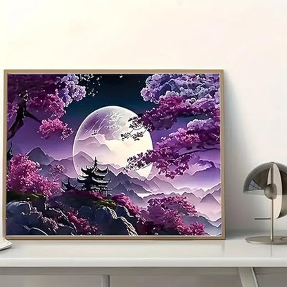 MaiMMaledy Paint by Numbers Kit 12Lx8W inch for Adults Beginners Canvas Pictures with Framed Drawing Painting Acrylic Pigment with Wooden Triangle Easel Moon - Image 6