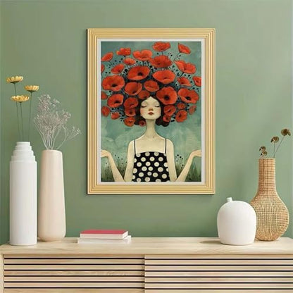 Cute Girl Paint by Numbers Kit for Adults Beginners，Flowers Paint by Number Kits On Canvas, DIY Acrylic Watercolor Oil Colorful Painting by Number for Adults Without Frame for Home Decor 16 x 20Inch - Image 2