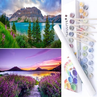 BAISITE Paint by Numbers Kit for Adults Beginners,12" Wx16 L 2 Pack Canvas for Painting Kits for Adults in Colorful Box-PBN271-272 by PaintbyNumbersKitsforAdults