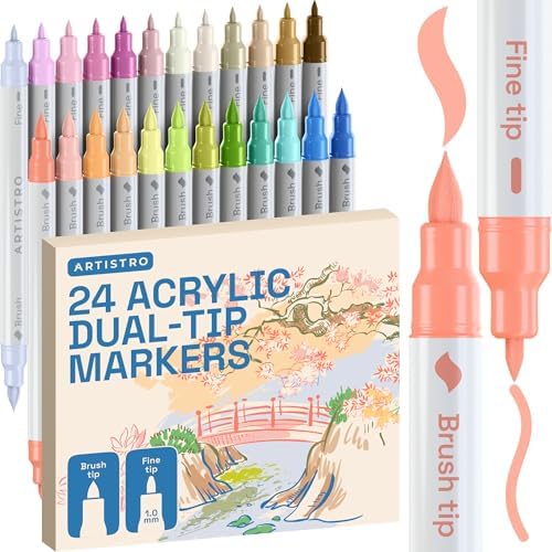 ARTISTRO 24 Pastel Dual-Tip Acrylic Paint Marker Pens for Drawing by ARTISTRO