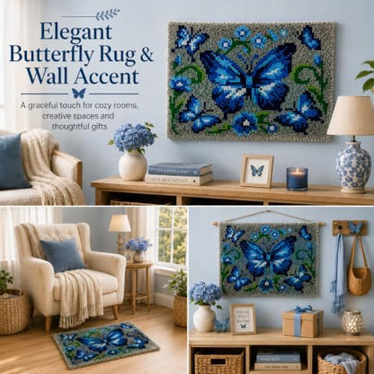 Butterfly Latch Hook Rug Kits for Adults Beginners, Pre-Printed 20" x 15" - Image 2
