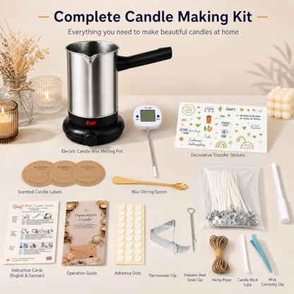 KQU Electric Wax Melting Pot with Thermomete & Wick Tools for Candle Making - Image 4