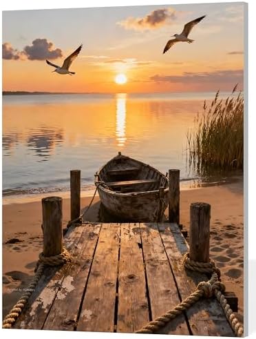 ACANDYL Bridge DIY Paint by Numbers Kit for Adults Beginner Sunset Beach Paint by Number for Adults Landscape Canvas Painting by Number DIY Acrylic Oil Painting on Canvas Arts Craft Decor 16x20 Inch by ACANDYLPaintbyNumbersKits