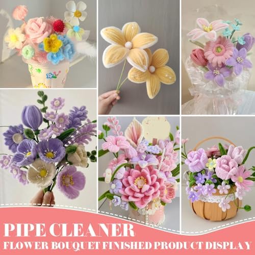 AHAMETON 620Pcs Macaron Color Pipe Cleaners Flower Kit,Chenille Stems Craft - Image 4