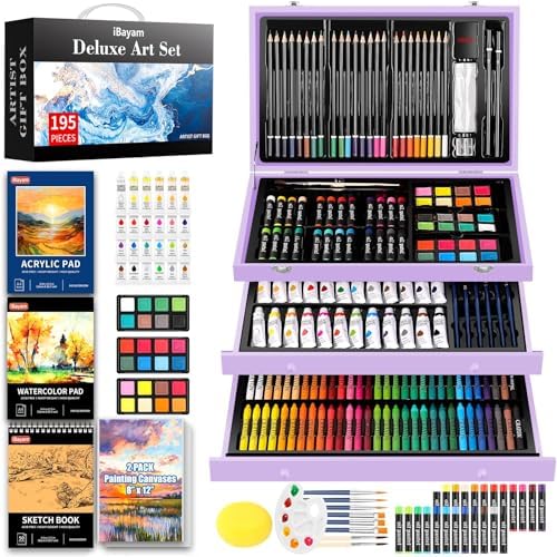iBayam Art Supplies,195 Pack Deluxe Art Set Drawing Painting Supplies Kits by iBayamDirect