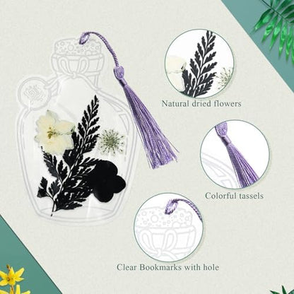 Taobary 91 Pcs DIY Dried Flowers Bookmarks Transparent, Cool Color - Image 5