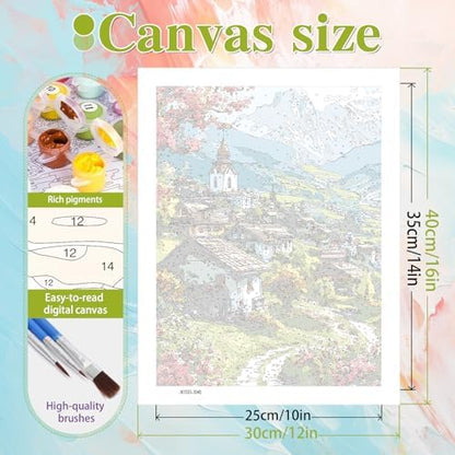 Ycydilirab Landscape Paint by Numbers for Adults-Paint by Number Scenery,DIY Acrylic Paint by Numbers Kits on Canvas Village Drawing Colorful Paintworks Artwork for Adults Beginner 16x20inch - Image 5