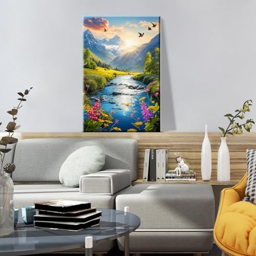 ATDMS Paint by Numbers Kit for Adults with Frame Landscape Paint by Number with Easel Mountain Easy Adult Paint by Number Kits Sunset Paint by Numbers Kit on Canvas for Gift Home Wall Decor 8x12 Inch - Image 6