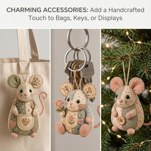 Patchwork Mouse DIY Sewing Craft Kit - Floral Fabric (Set A) - Image 3