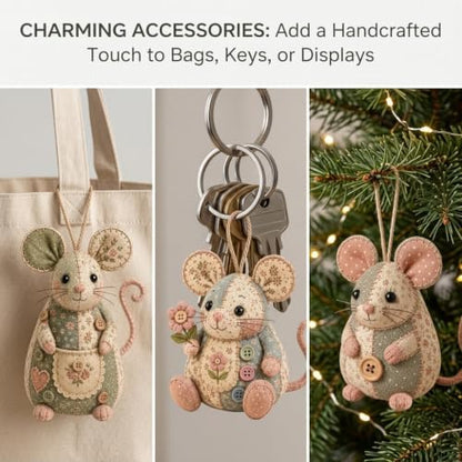 Patchwork Mouse DIY Sewing Craft Kit - Floral Fabric (Set A) - Image 3